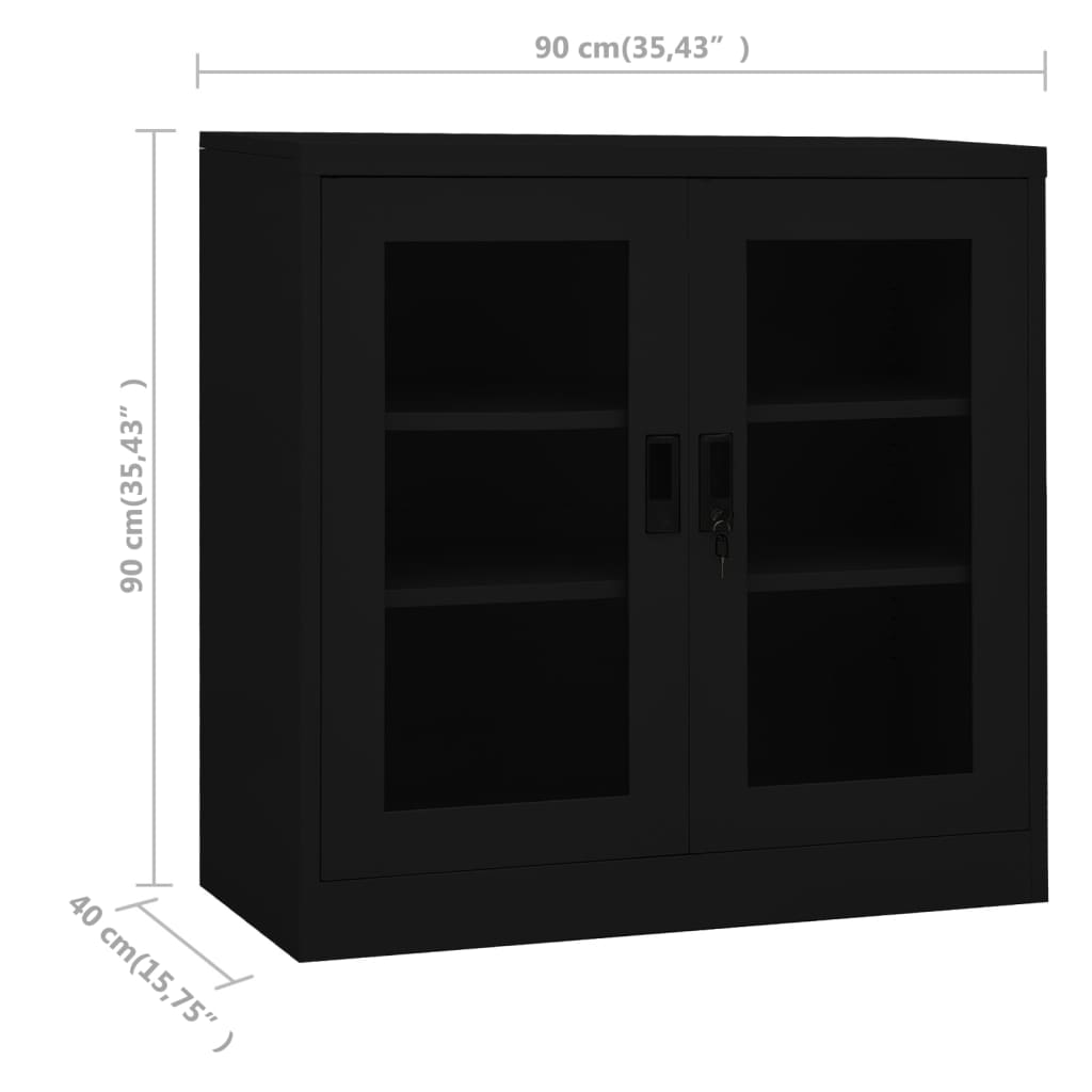 Office Cabinet Black 90x40x90 cm Steel - OLBRIT