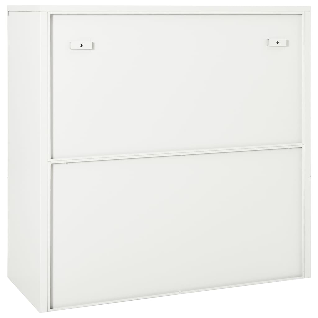 Sliding Door Cabinet White 90x40x90 cm Steel - OLBRIT