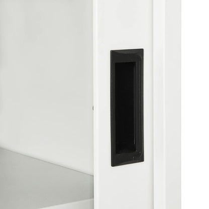 Sliding Door Cabinet White 90x40x90 cm Steel - OLBRIT