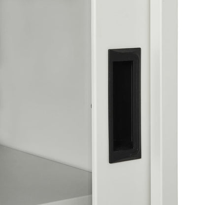 Sliding Door Cabinet Light Grey 90x40x90 cm Steel - OLBRIT