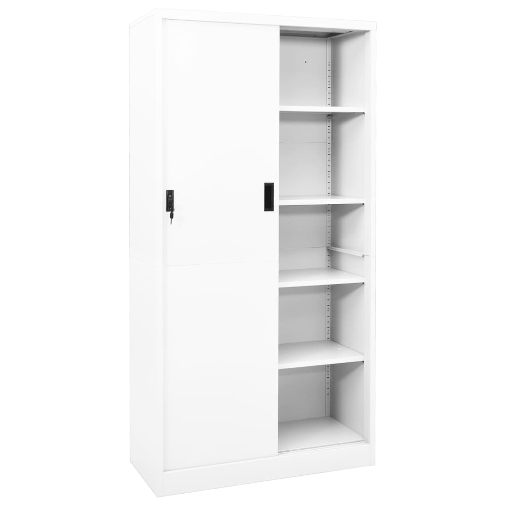 Office Cabinet with Sliding Door White 90x40x180 cm Steel - OLBRIT