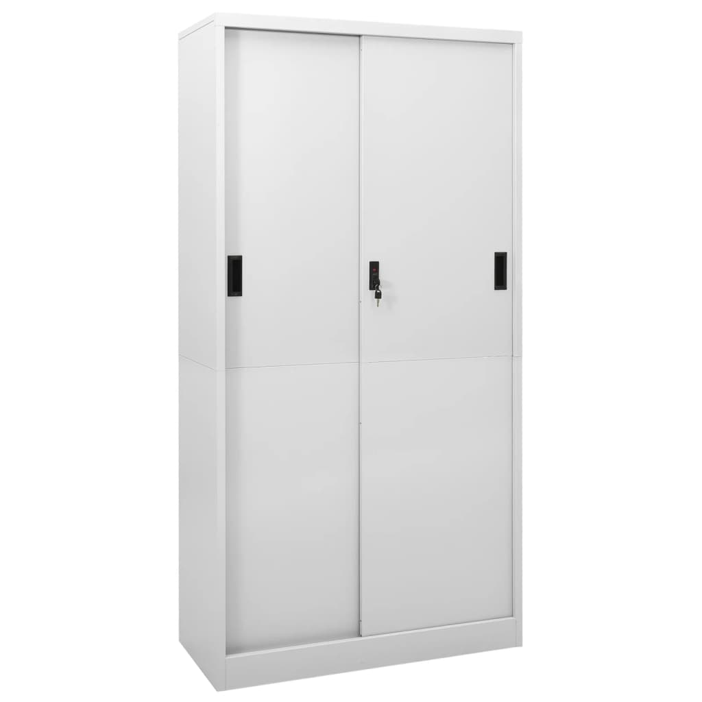 Office Cabinet with Sliding Door Light Grey 90x40x180 cm Steel - OLBRIT