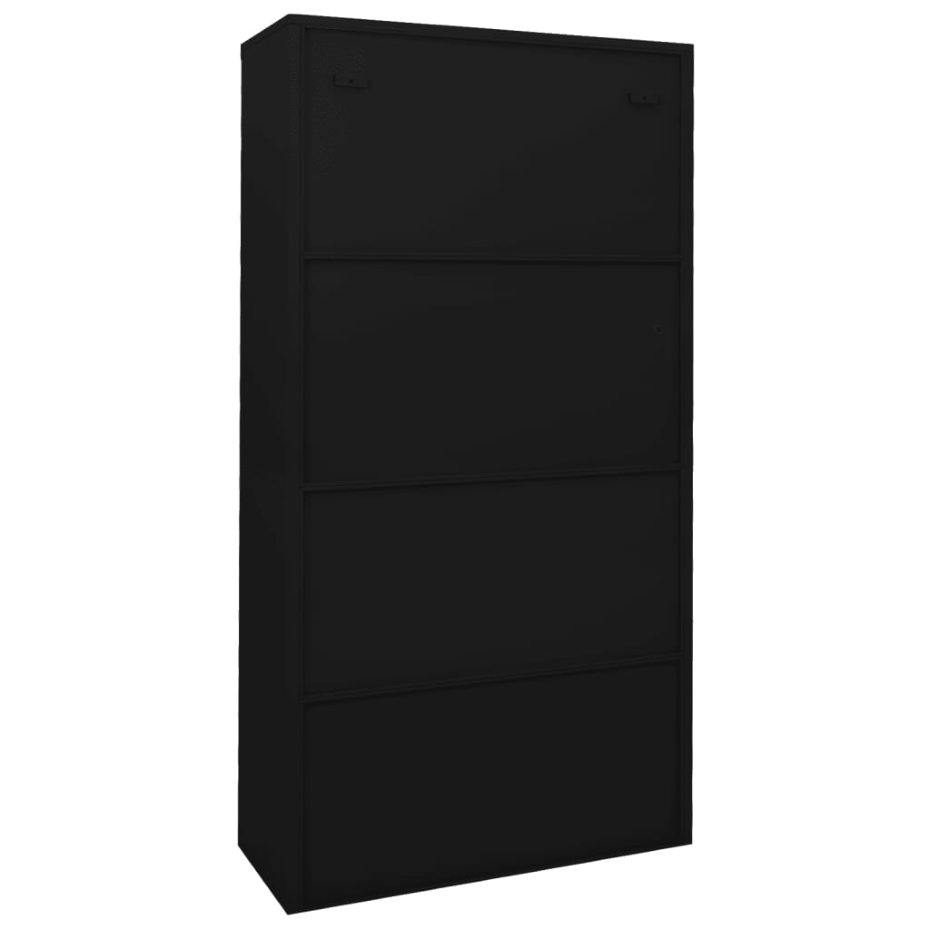 Office Cabinet with Sliding Door Black 90x40x180 cm Steel - OLBRIT