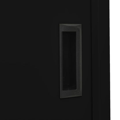 Office Cabinet with Sliding Door Black 90x40x180 cm Steel - OLBRIT