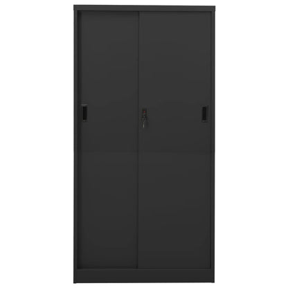 Office Cabinet with Sliding Door Anthracite 90x40x180 cm Steel - OLBRIT