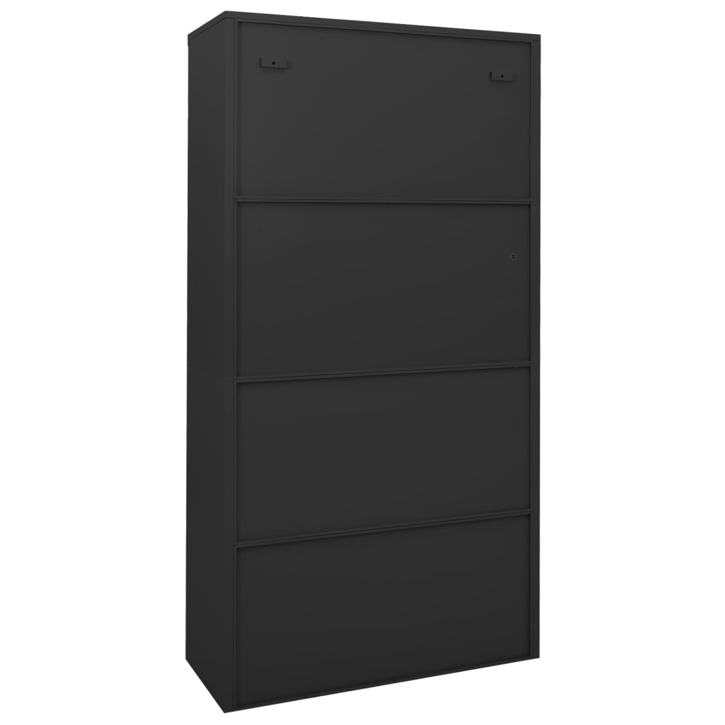 Office Cabinet with Sliding Door Anthracite 90x40x180 cm Steel - OLBRIT