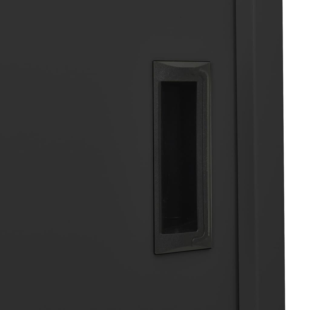 Office Cabinet with Sliding Door Anthracite 90x40x180 cm Steel - OLBRIT