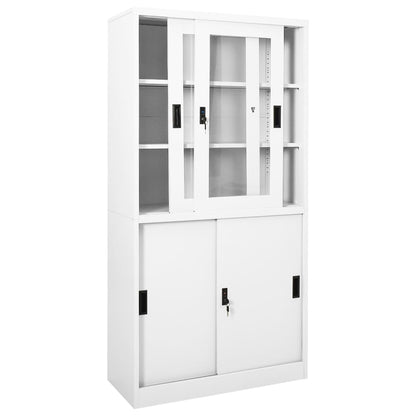 Office Cabinet with Sliding Door White 90x40x180 cm Steel - OLBRIT