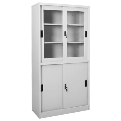 Office Cabinet with Sliding Door Light Grey 90x40x180 cm Steel - OLBRIT