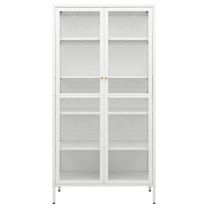 Display Cabinet White 90x40x180 cm Steel and Tempered Glass - OLBRIT