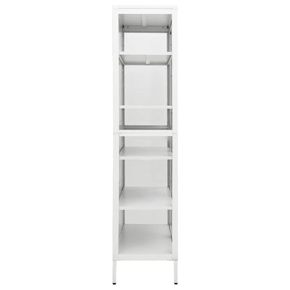 Display Cabinet White 90x40x180 cm Steel and Tempered Glass - OLBRIT