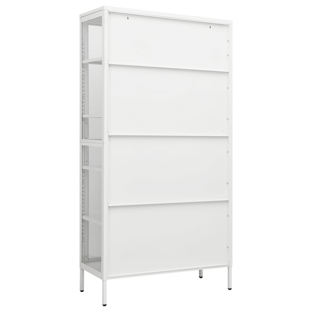 Display Cabinet White 90x40x180 cm Steel and Tempered Glass - OLBRIT