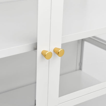 Display Cabinet White 90x40x180 cm Steel and Tempered Glass - OLBRIT
