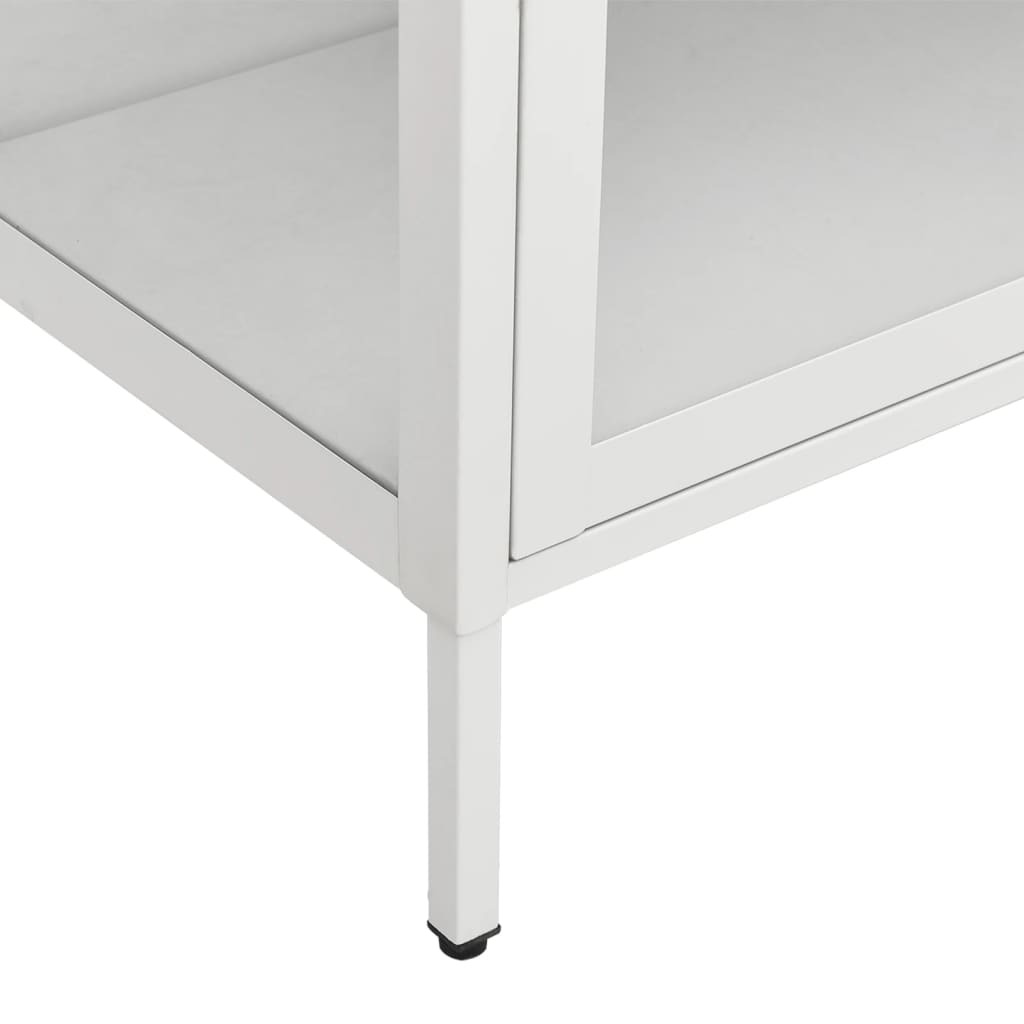 Display Cabinet White 90x40x180 cm Steel and Tempered Glass - OLBRIT