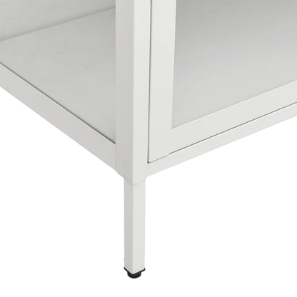 Display Cabinet White 90x40x180 cm Steel and Tempered Glass - OLBRIT