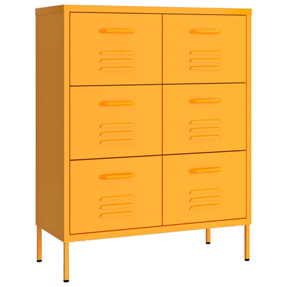 Drawer Cabinet Mustard Yellow 80x35x101.5 cm Steel - OLBRIT