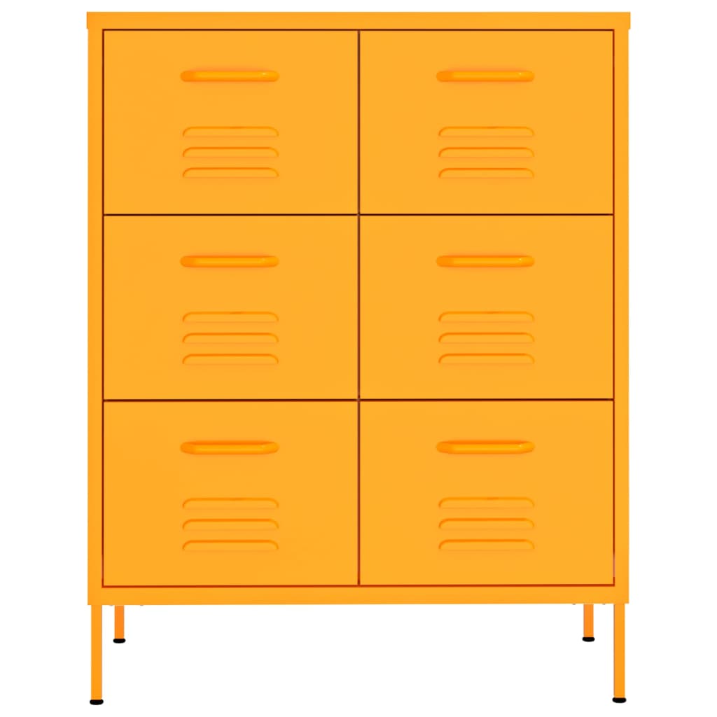 Drawer Cabinet Mustard Yellow 80x35x101.5 cm Steel - OLBRIT