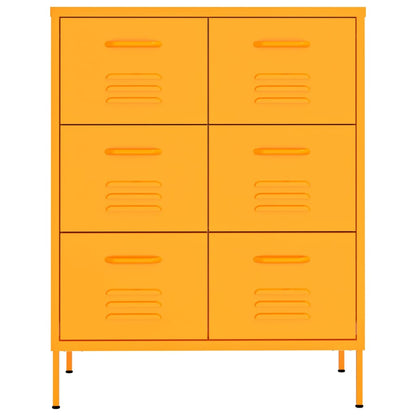 Drawer Cabinet Mustard Yellow 80x35x101.5 cm Steel - OLBRIT