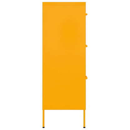 Drawer Cabinet Mustard Yellow 80x35x101.5 cm Steel - OLBRIT