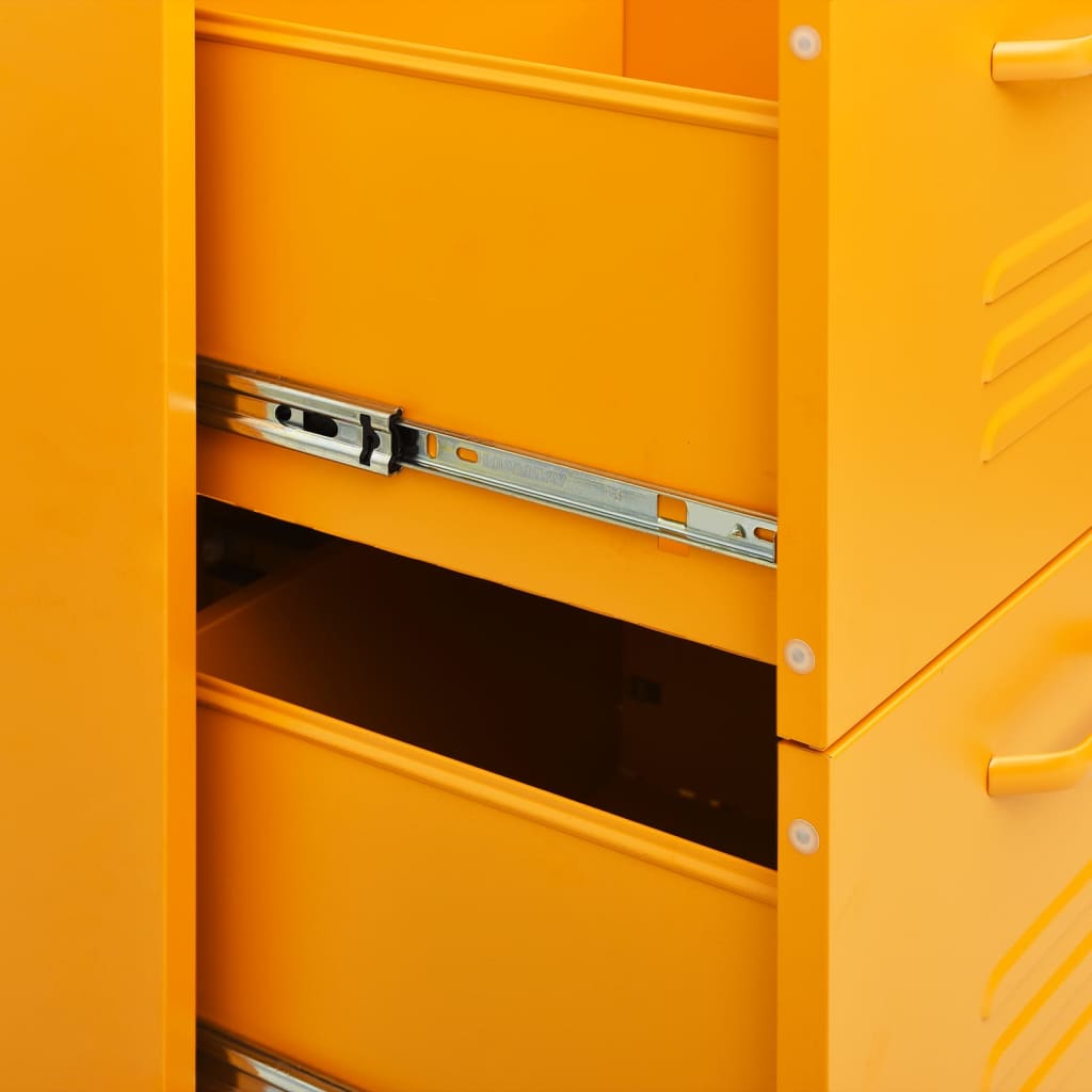 Drawer Cabinet Mustard Yellow 80x35x101.5 cm Steel - OLBRIT