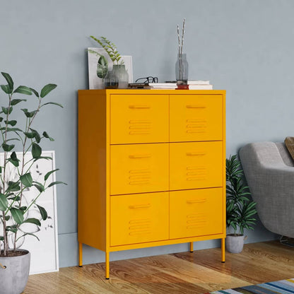 Drawer Cabinet Mustard Yellow 80x35x101.5 cm Steel - OLBRIT