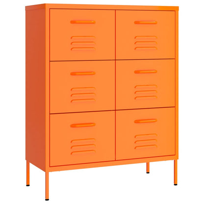 Drawer Cabinet Orange 80x35x101.5 cm Steel - OLBRIT
