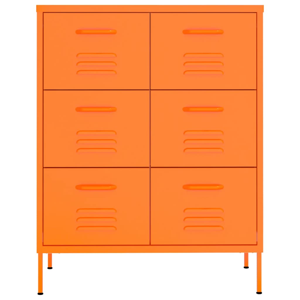 Drawer Cabinet Orange 80x35x101.5 cm Steel - OLBRIT