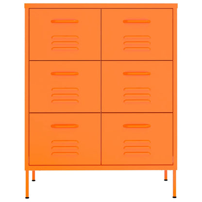 Drawer Cabinet Orange 80x35x101.5 cm Steel - OLBRIT