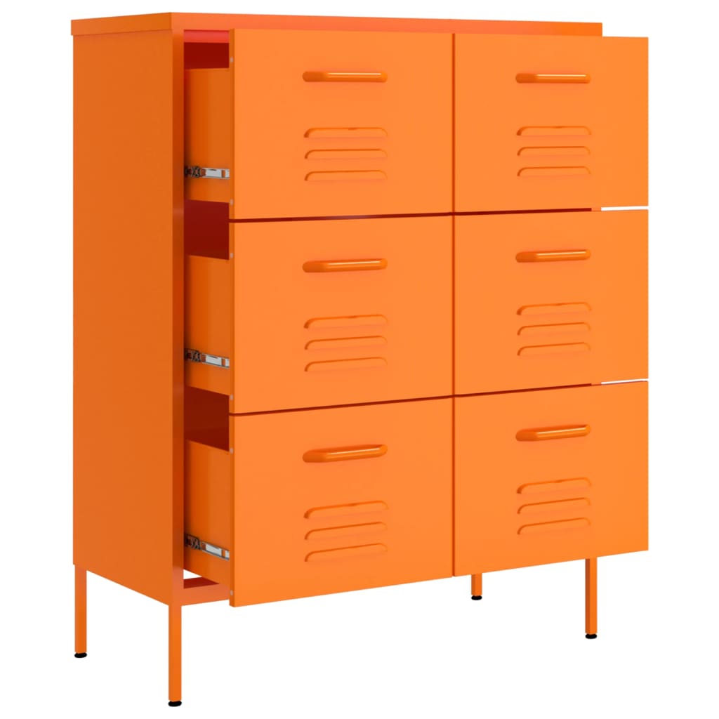 Drawer Cabinet Orange 80x35x101.5 cm Steel - OLBRIT