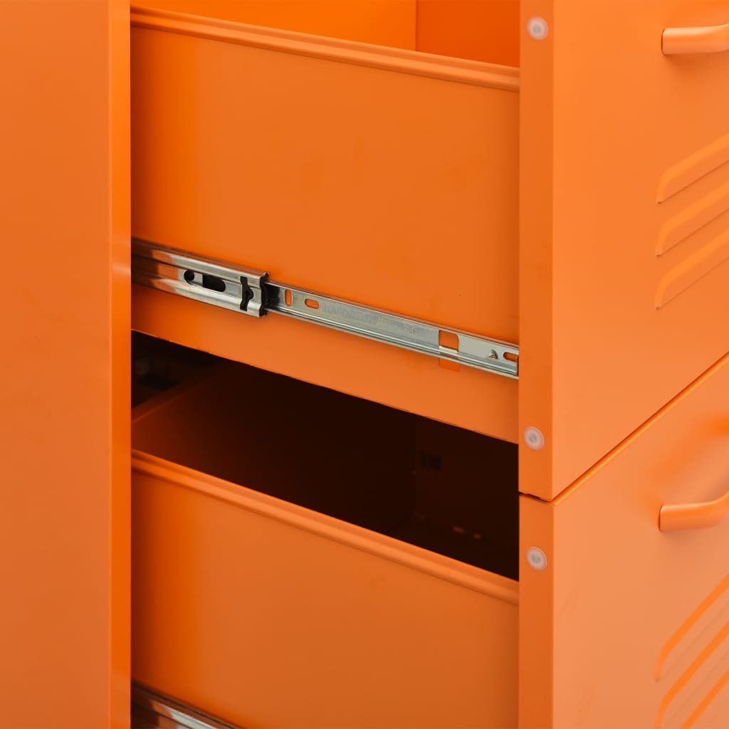 Drawer Cabinet Orange 80x35x101.5 cm Steel - OLBRIT