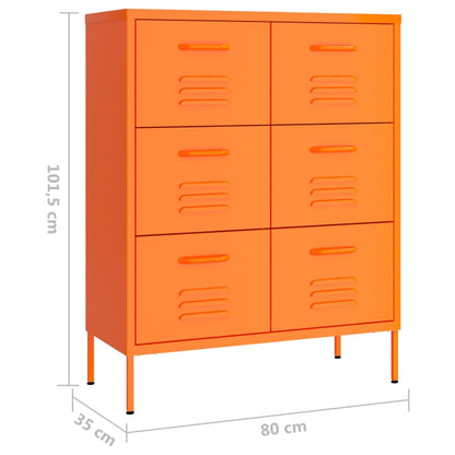 Drawer Cabinet Orange 80x35x101.5 cm Steel - OLBRIT