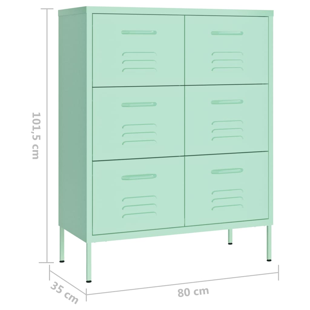 Drawer Cabinet Mint 80x35x101.5 cm Steel - OLBRIT