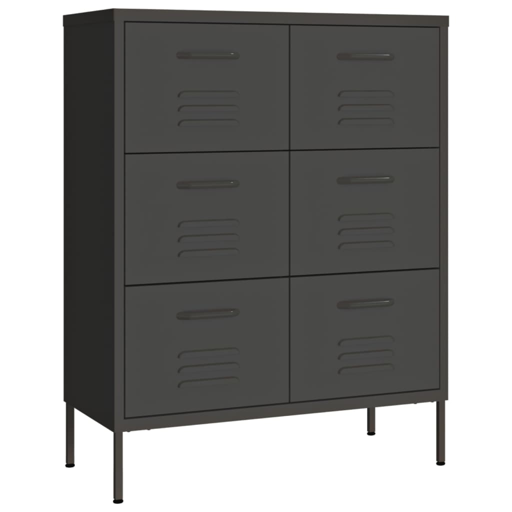 Drawer Cabinet Anthracite 80x35x101.5 cm Steel - OLBRIT