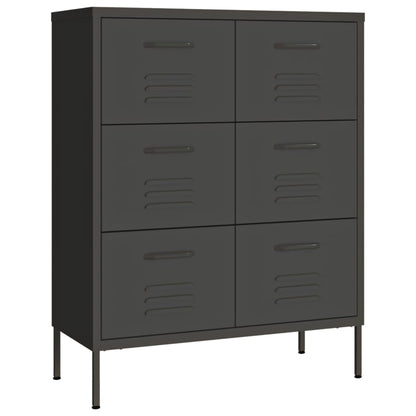 Drawer Cabinet Anthracite 80x35x101.5 cm Steel - OLBRIT