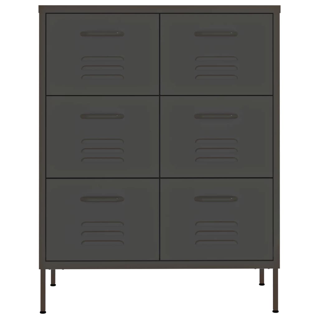 Drawer Cabinet Anthracite 80x35x101.5 cm Steel - OLBRIT