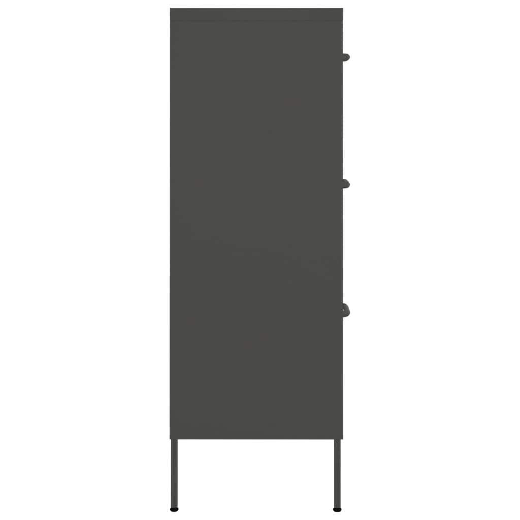 Drawer Cabinet Anthracite 80x35x101.5 cm Steel - OLBRIT