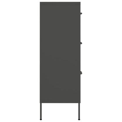 Drawer Cabinet Anthracite 80x35x101.5 cm Steel - OLBRIT