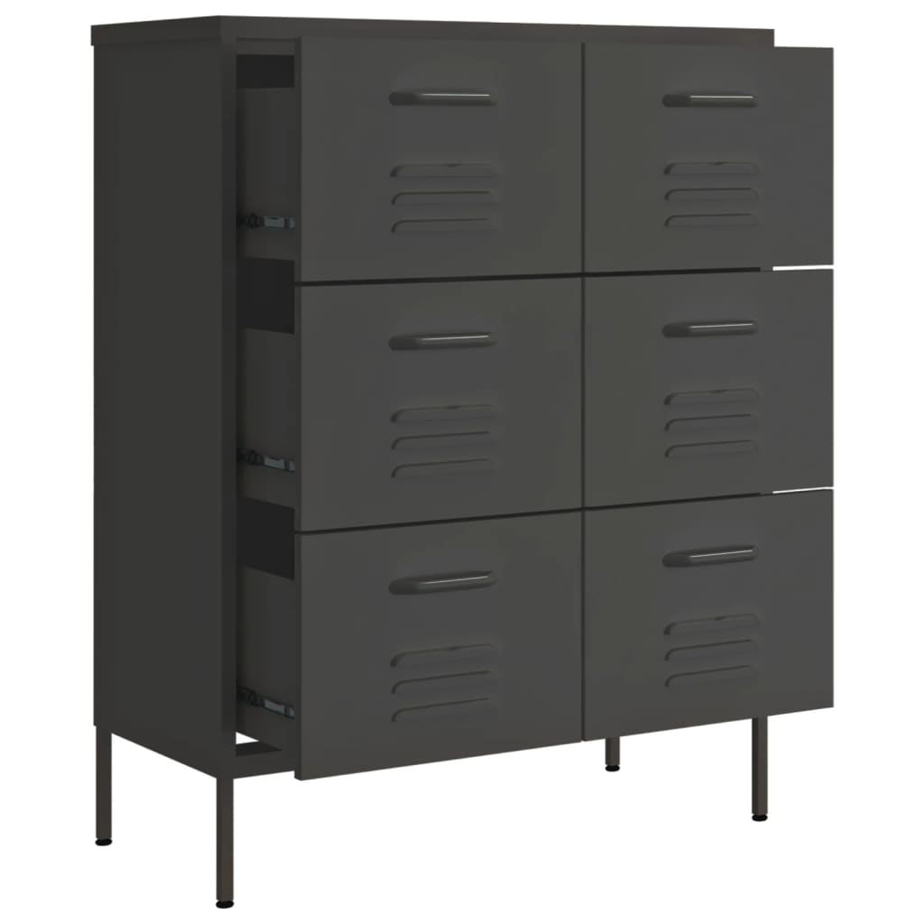 Drawer Cabinet Anthracite 80x35x101.5 cm Steel - OLBRIT