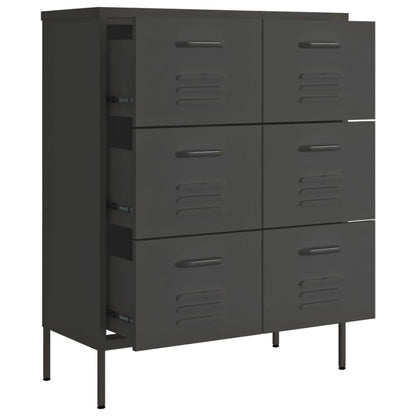 Drawer Cabinet Anthracite 80x35x101.5 cm Steel - OLBRIT