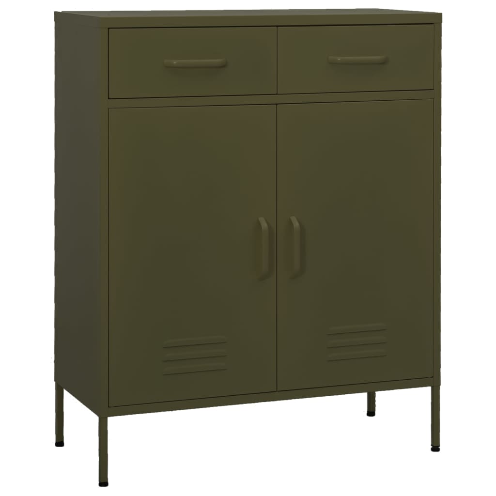 Storage Cabinet Olive Green 80x35x101.5 cm Steel - OLBRIT