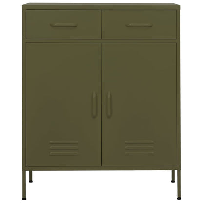 Storage Cabinet Olive Green 80x35x101.5 cm Steel - OLBRIT