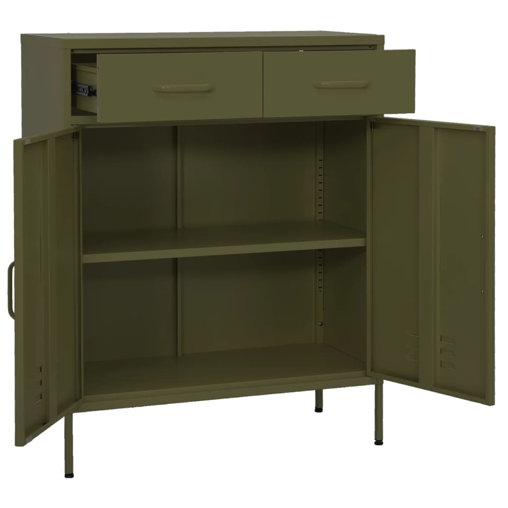 Storage Cabinet Olive Green 80x35x101.5 cm Steel - OLBRIT