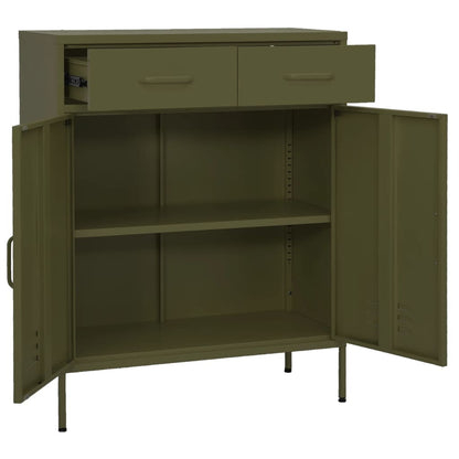 Storage Cabinet Olive Green 80x35x101.5 cm Steel - OLBRIT