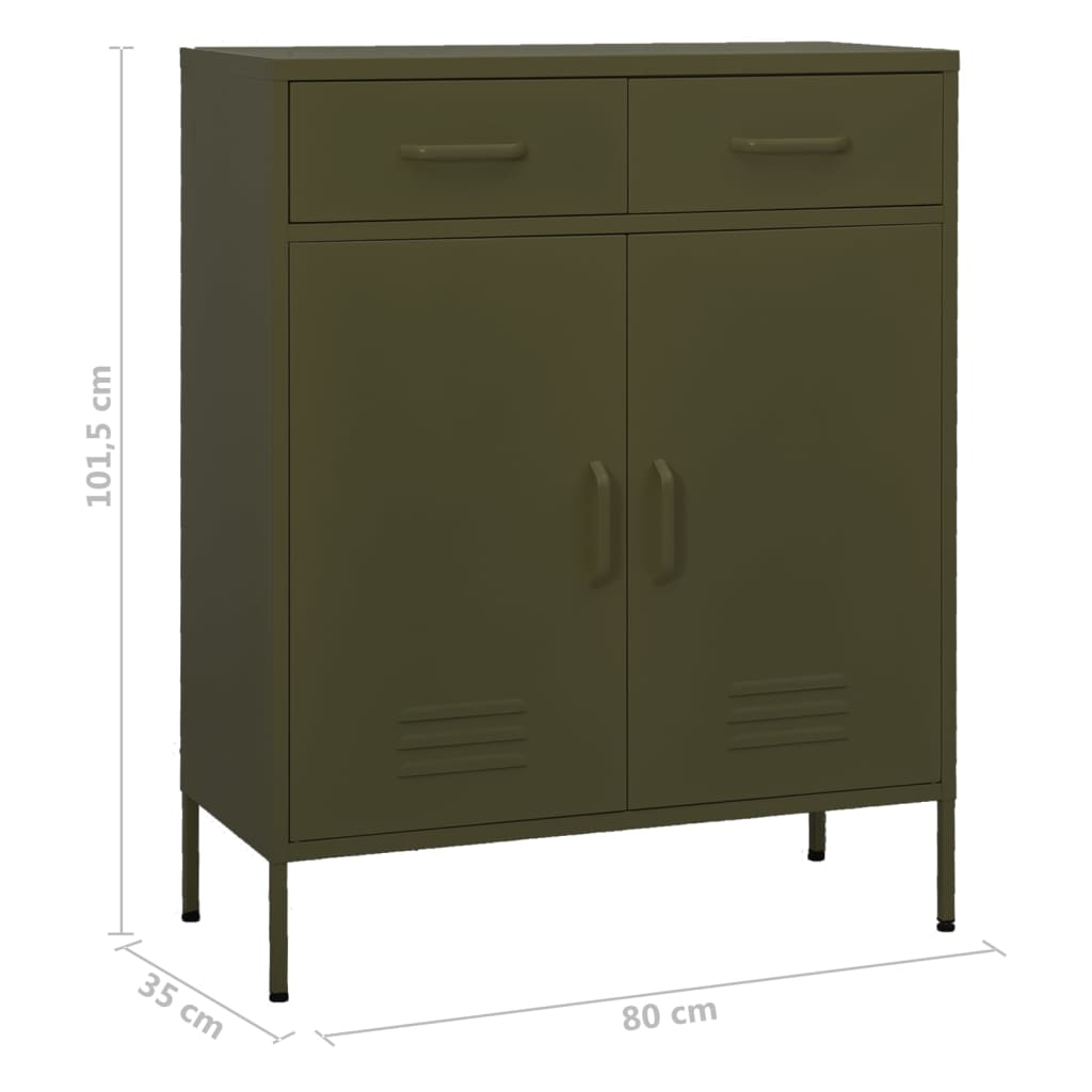Storage Cabinet Olive Green 80x35x101.5 cm Steel - OLBRIT