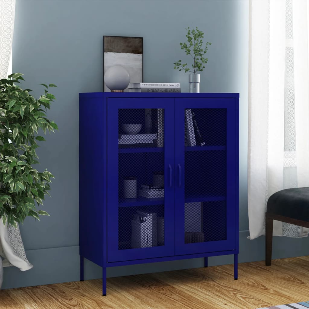 Storage Cabinet Navy Blue 80x35x101.5 cm Steel - OLBRIT