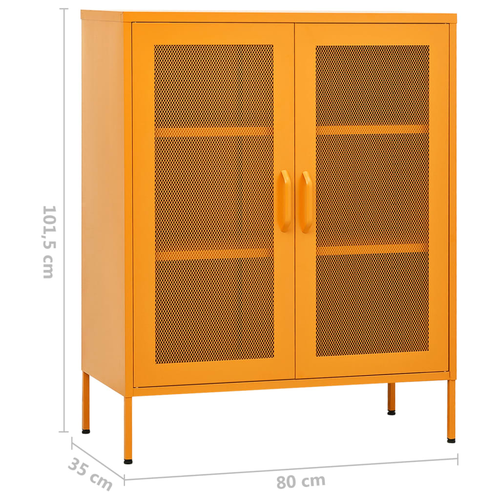 Storage Cabinet Mustard Yellow 80x35x101.5 cm Steel - OLBRIT