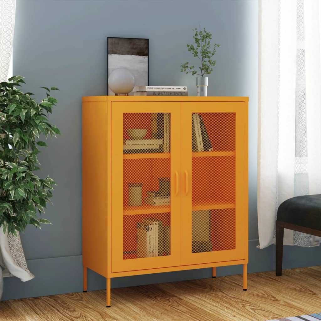 Storage Cabinet Mustard Yellow 80x35x101.5 cm Steel - OLBRIT