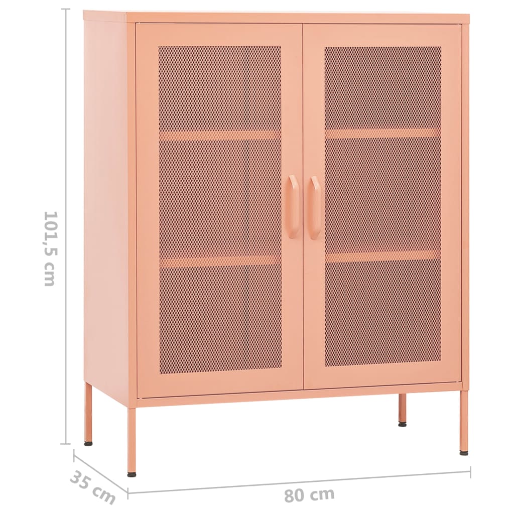 Storage Cabinet Pink 80x35x101.5 cm Steel - OLBRIT