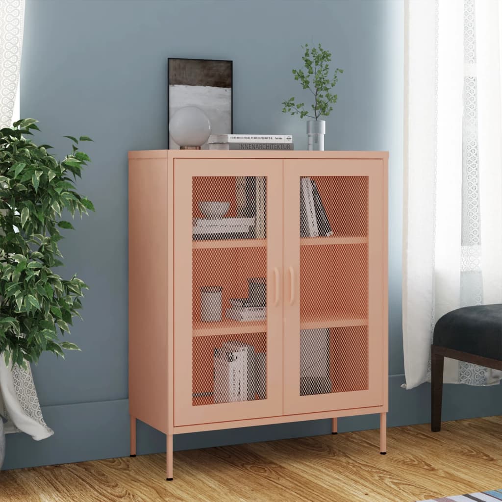 Storage Cabinet Pink 80x35x101.5 cm Steel - OLBRIT