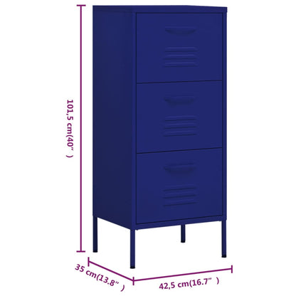Storage Cabinet Navy Blue 42.5x35x101.5 cm Steel - OLBRIT